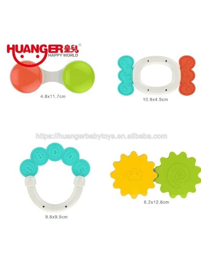 Huanger Complete Rattles & Teethers Set for Babies – 4 Pieces - Image 2